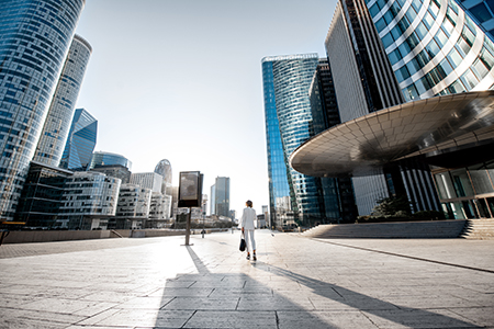 Financial District With Business Woman In Paris