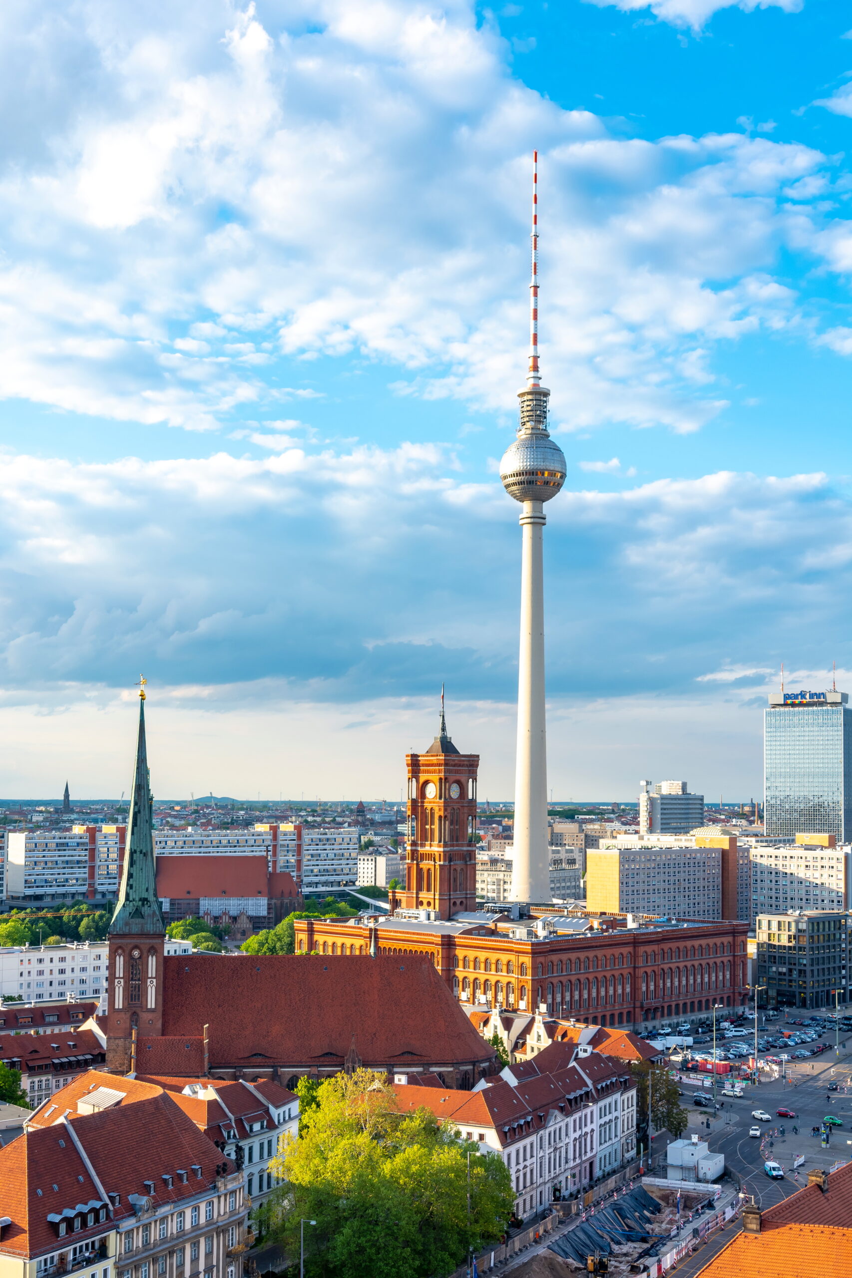 Television Tower And Red Town Hall (Rotes Rathaus) On Alexanderp